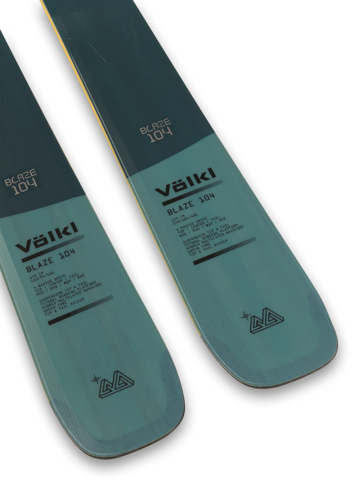Völkl Blaze 104 teal Ski Skiende Nahaufnahme
